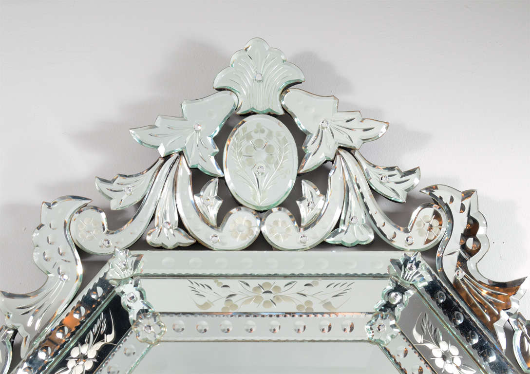 Outstanding Reverse Etched and Beveled Mirror at 1stDibs