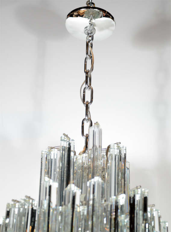 Chic Modernist Three Tier Glass Chandelier by Camer at 1stDibs