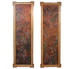 An 18th c.  Pair of Chinese Painted Panels