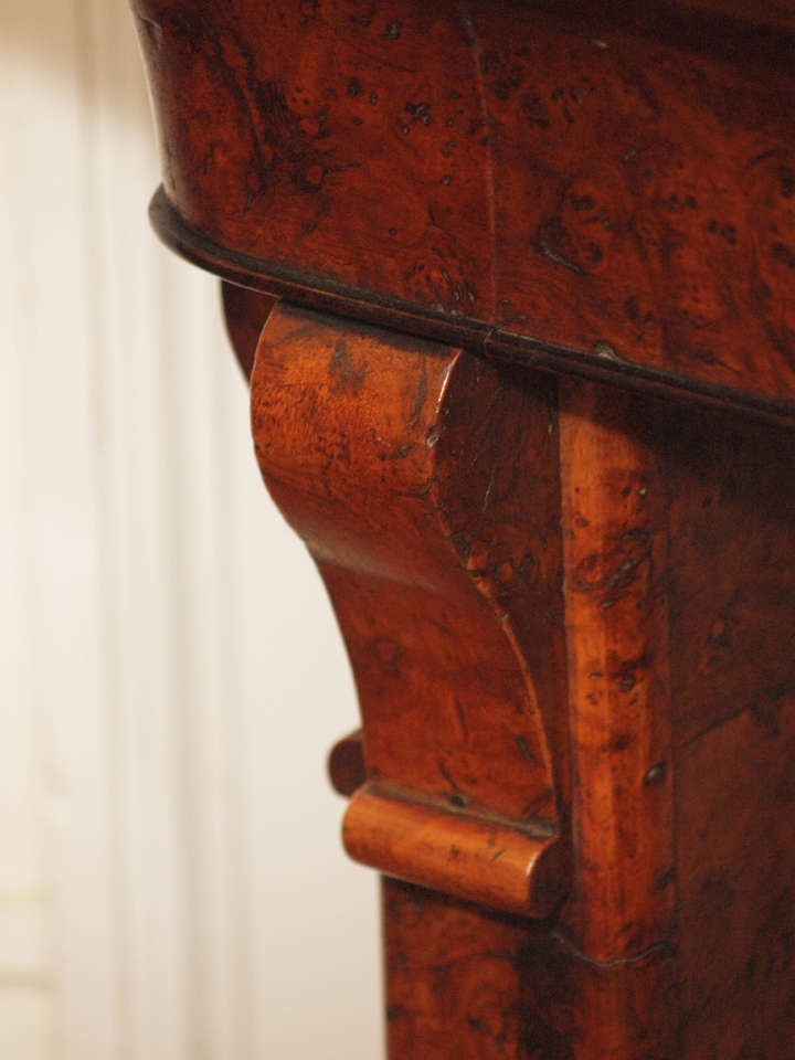 19th Century Charles X Burl Console Table with Rouge Marble Top