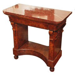 Charles X Burl Console Table with Rouge Marble Top 12