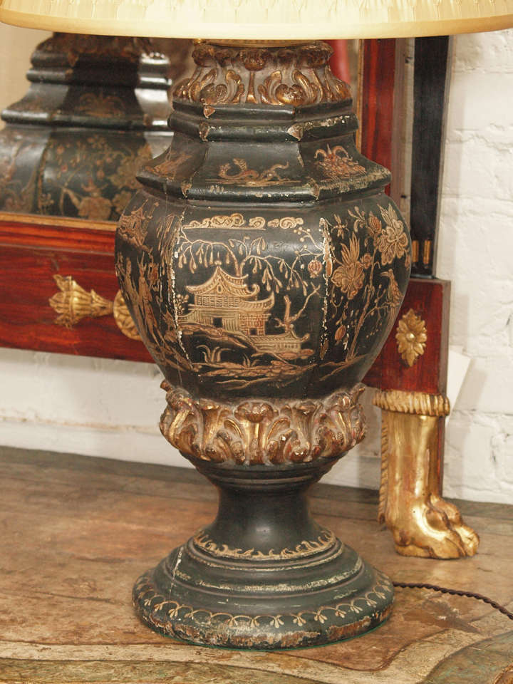 Pair of 18th Century Chinoiserie Decorated Urn Lamps In Excellent Condition In Natchez, MS