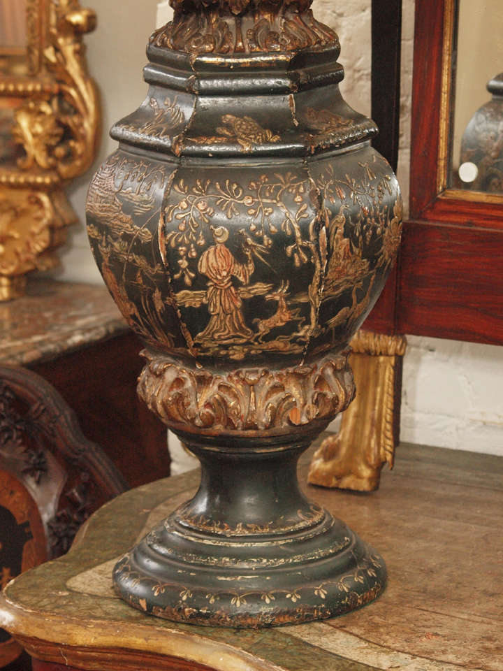 Pair of 18th Century Chinoiserie Decorated Urn Lamps 1