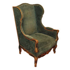 Napoleon III Painted and Parcel Gilt Wing Chair