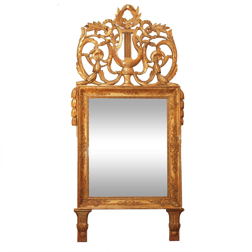 French Empire Giltwood Lyre Mirror For Sale
