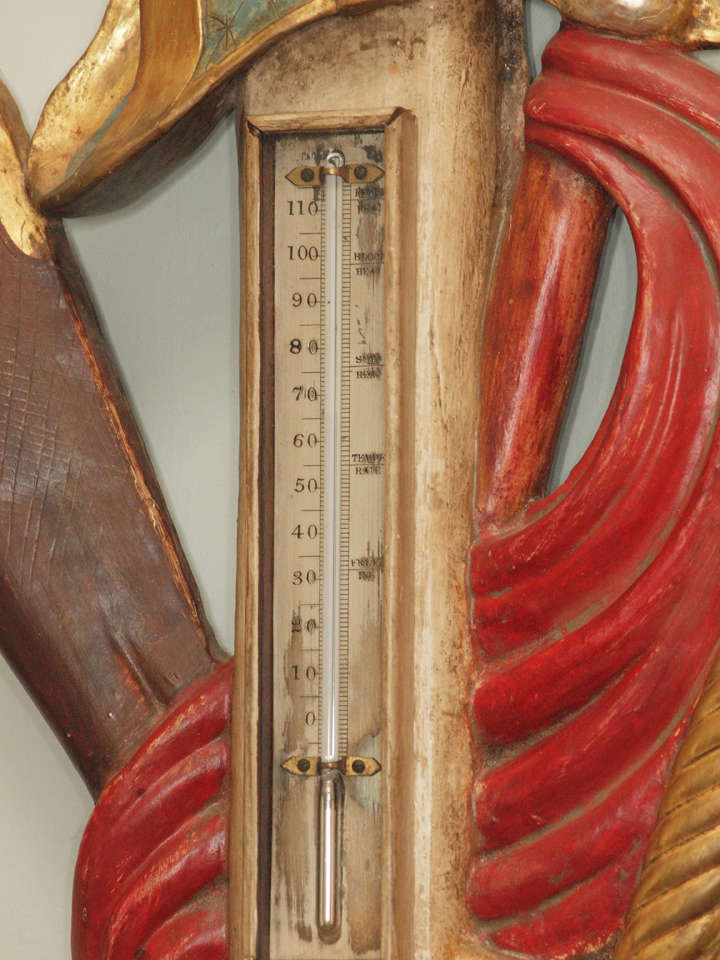 Painted Monumental Continental Polychromed Amorial Barometer