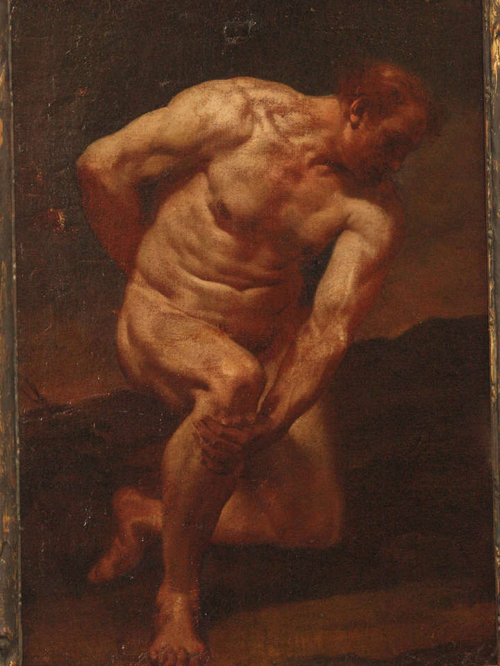 Neoclassical 18th C. Academic Nude Oil on Canvas attributed to J. Louis David