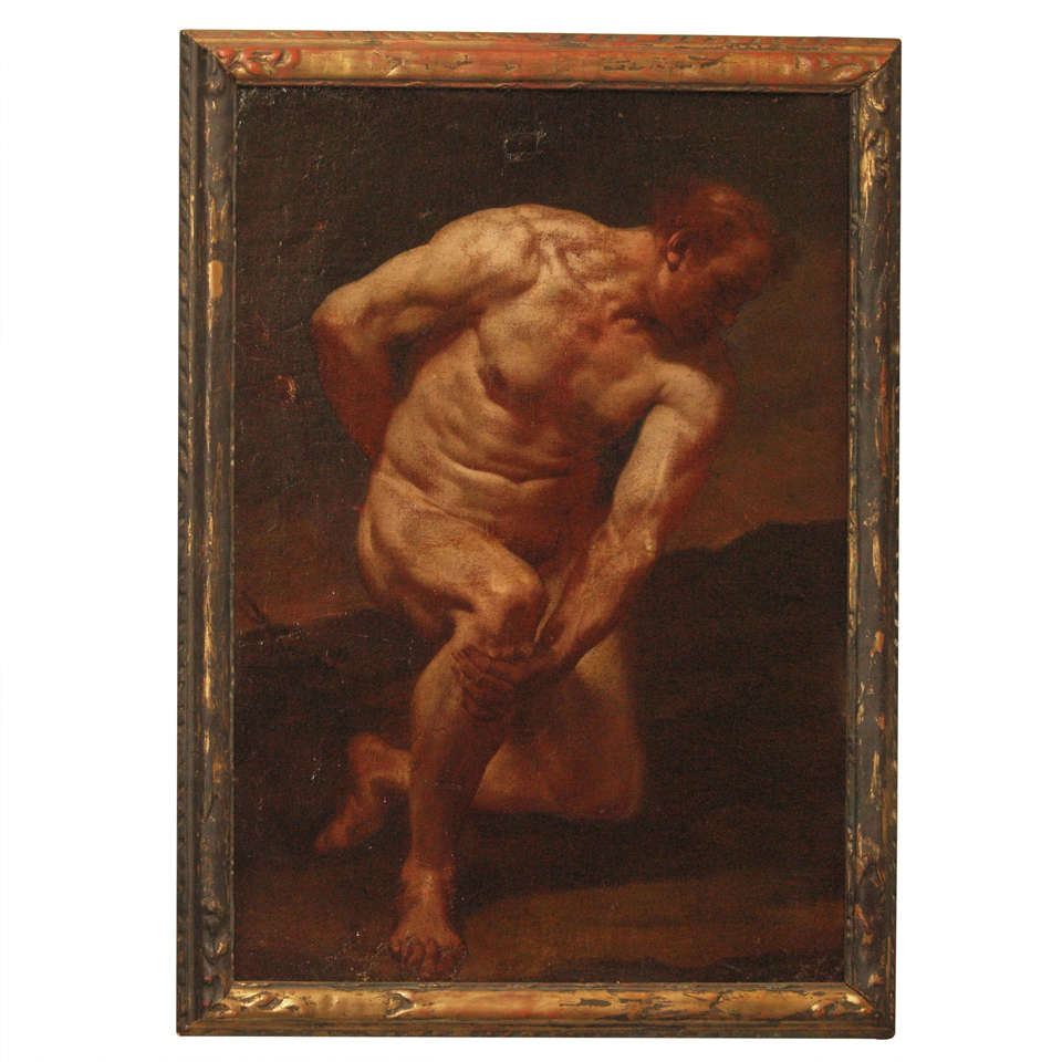 18th C. Academic Nude Oil on Canvas attributed to J. Louis David