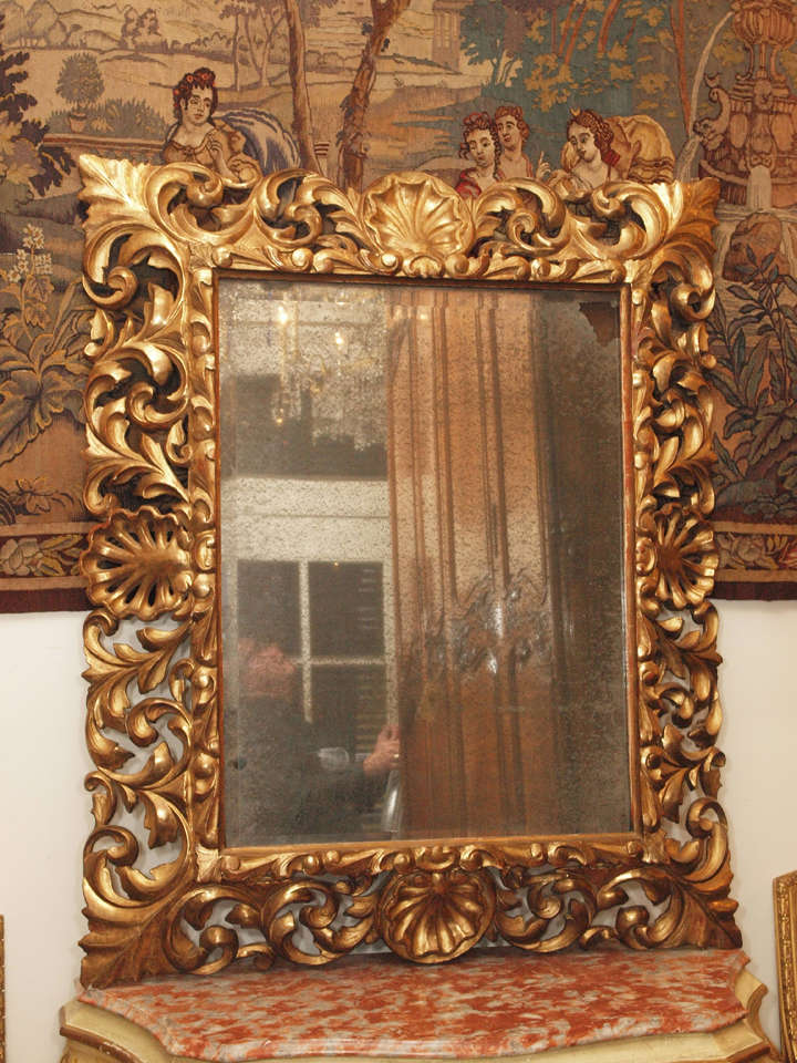 Spanish "pillow" Gilt Wood Mirror