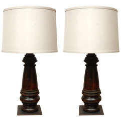 A Rosewood Baluster as Table Lamp, Circa 1880 Antique A Rosewood Baluster as Table Lamp, Circa 1880