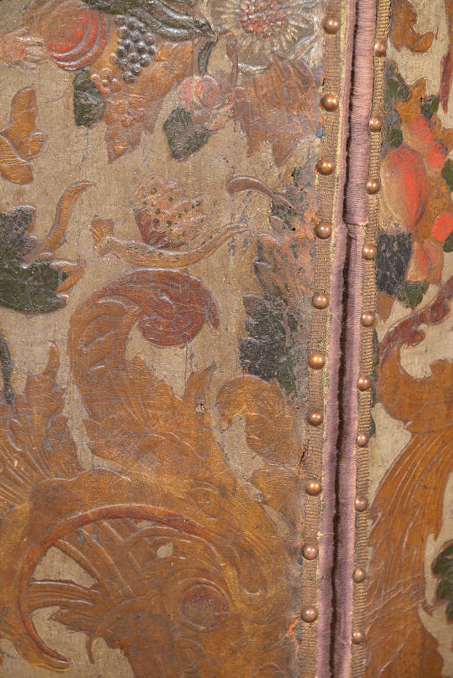 18th Century and Earlier Late 17th c. Leather  Screen Panels
