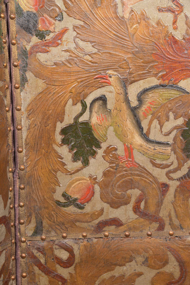 Late 17th c. Leather  Screen Panels 1