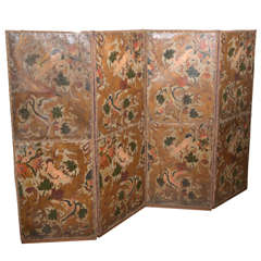 Antique Late 17th c. Leather  Screen Panels