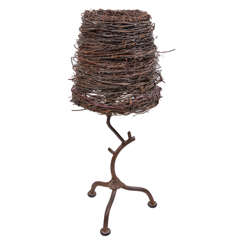 Folk Art Bird's Nest Lamp