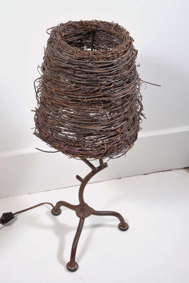 Folk Art Bird's Nest Lamp at 1stdibs