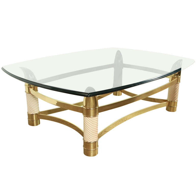  Italian Faux Tusk Brass Coffee Table Tomasso Barbi Style