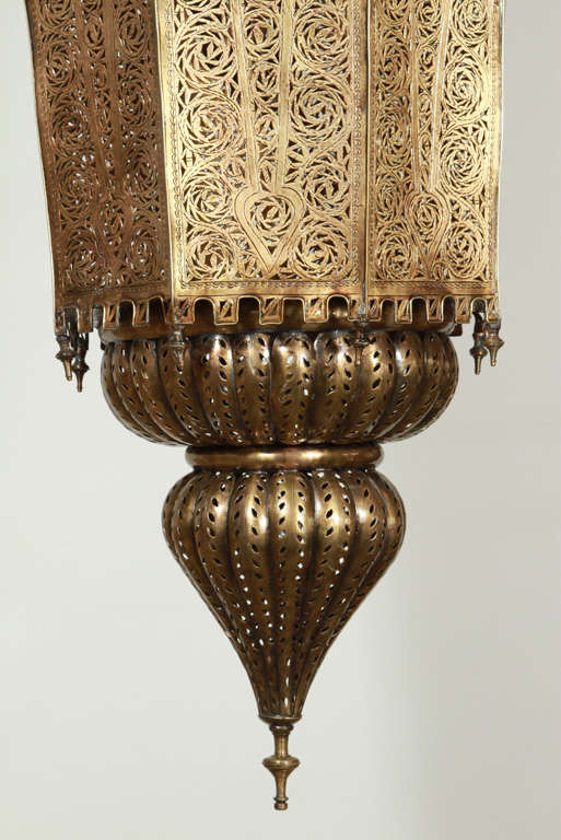 20th Century Moroccan Moorish Brass Riad Chandelier Oversized For Sale