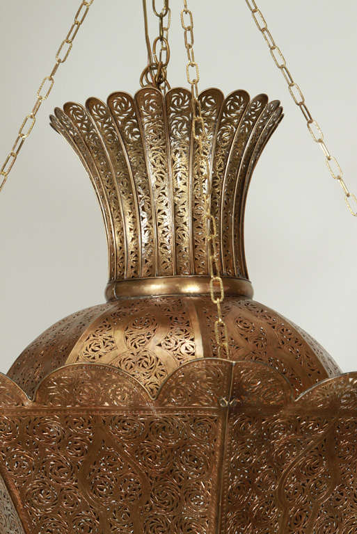 Moroccan Moorish Brass Riad Chandelier Oversized For Sale 3