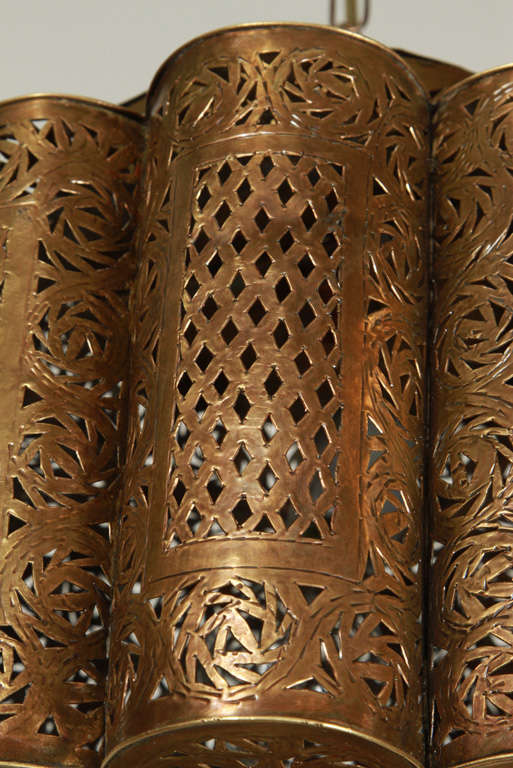 20th Century Pierced Brass Moroccan Light Fixture in Alberto Pinto Style