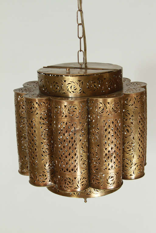 Pierced Brass Moroccan Light Fixture in Alberto Pinto Style 2