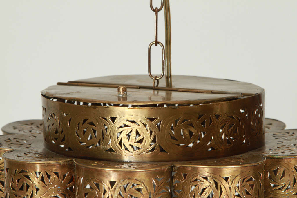 Pierced Brass Moroccan Light Fixture in Alberto Pinto Style 3