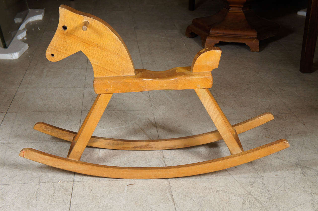 Mid-Century Modern Danish 1960s Beech Rocking Horse by Kaj Bojesen