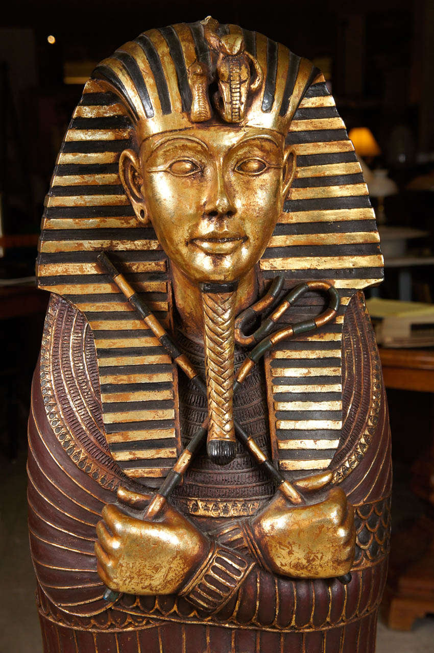 Egyptian Mummy Sarcophagus Style CD Cabinet In Good Condition In Hudson, NY