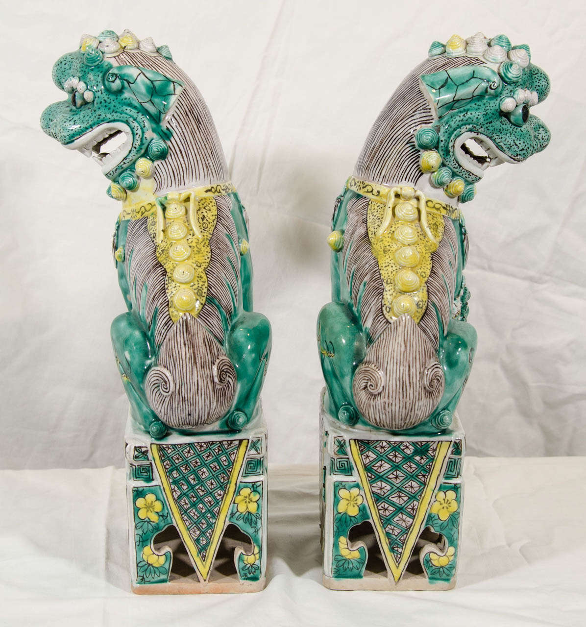 Stoneware A Pair of 19th Century Chinese Foo Dogs