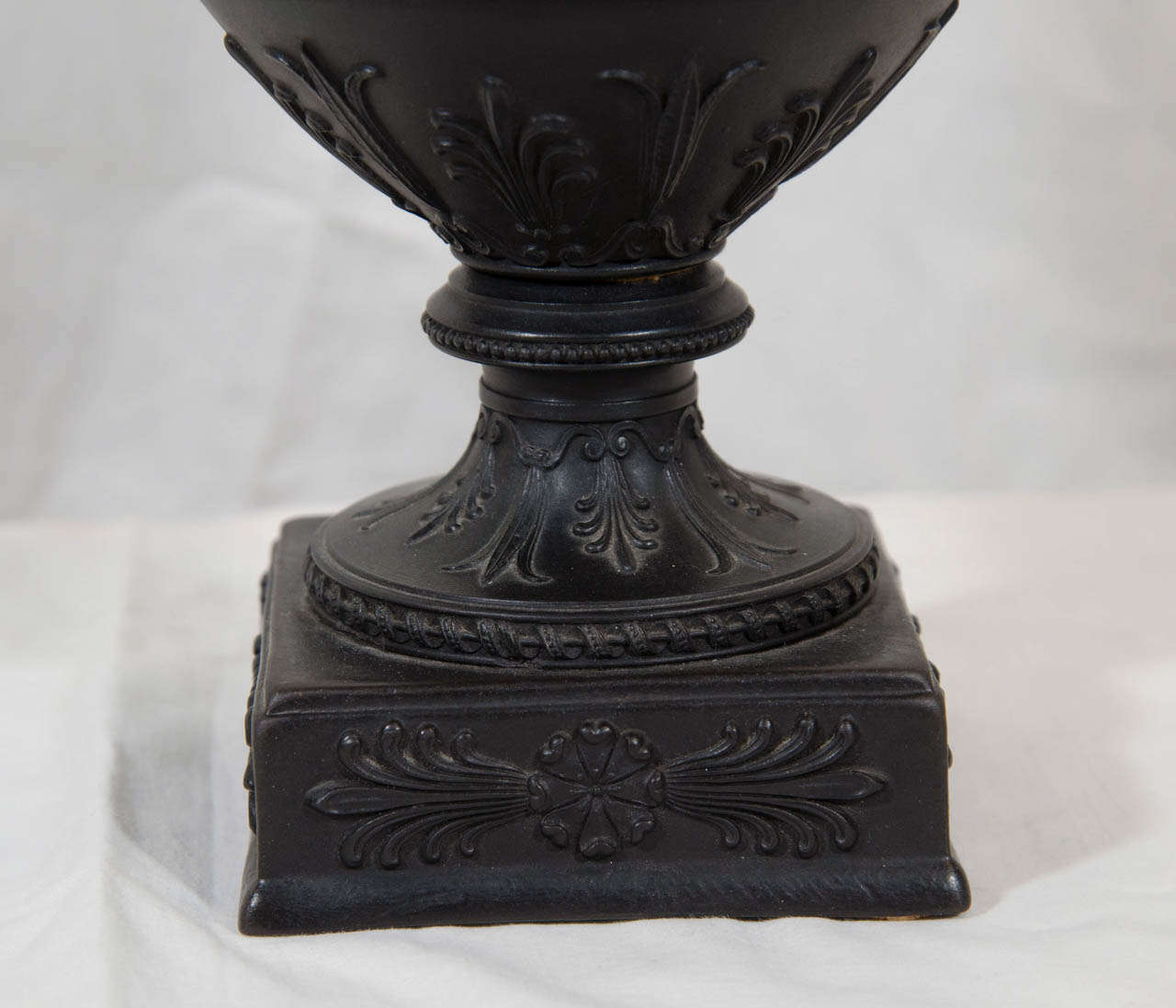 English One of a Pair of  Wedgwood Black Basalt Covered  Vases