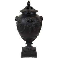 One of a Pair of Wedgwood Black Basalt Covered Vases