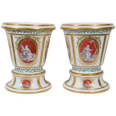 A Pair of 18th Century French Cache Pots: Porcelaine à la Reine