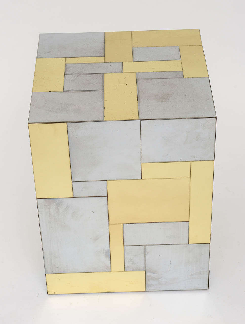 Paul Evans' Cityscape cube #437 in Chrome and Brass.
Signed on the side