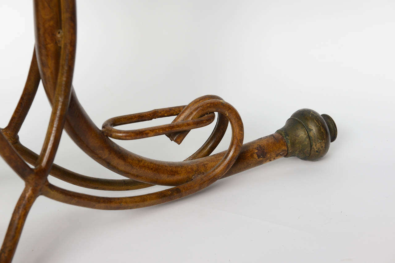 Unusual Faux Bois Painted Metal, Glass Top Table Marked Thonet In Excellent Condition In Hollywood, FL