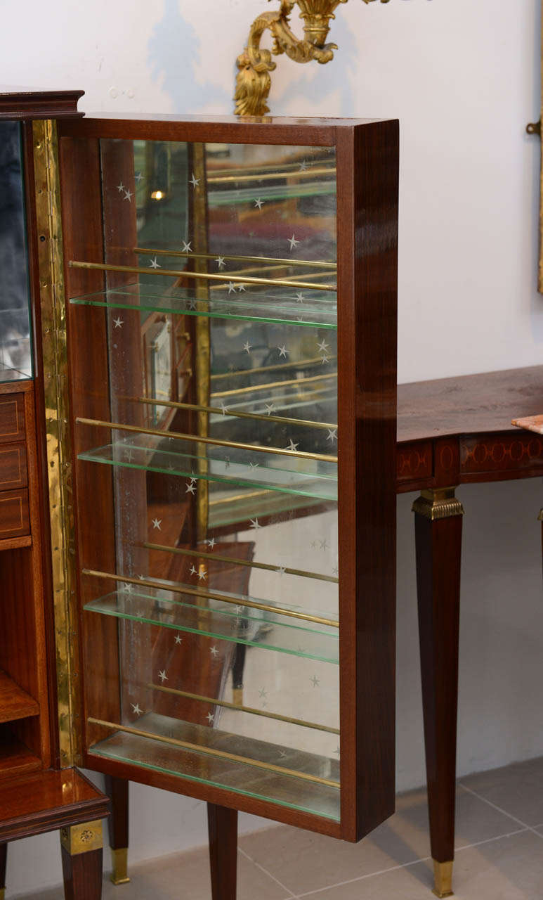 Mid-20th Century Fine Paolo Buffa Mahogany and Gilt Bronze Bar Cabinet, Italy