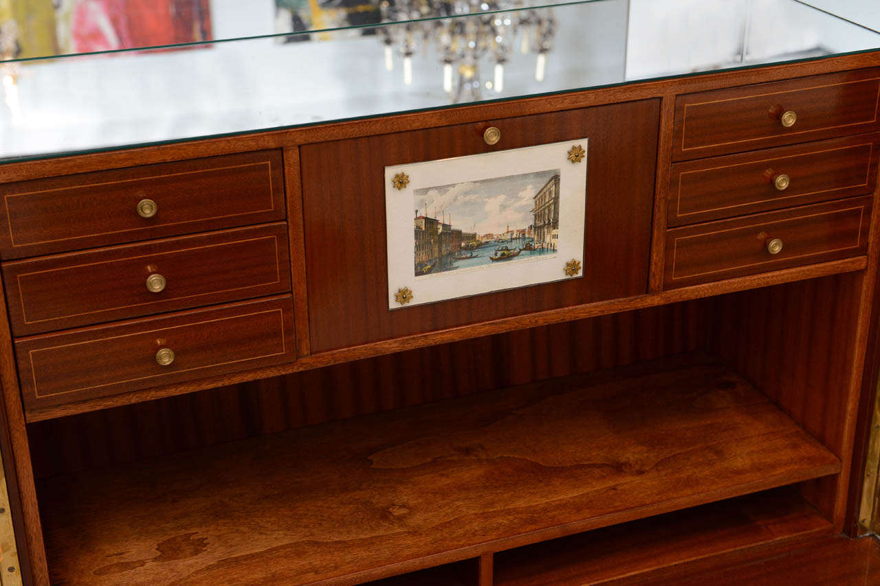 Fine Paolo Buffa Mahogany and Gilt Bronze Bar Cabinet, Italy 1