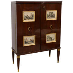 Fine Paolo Buffa Mahogany and Gilt Bronze Bar Cabinet, Italy 4