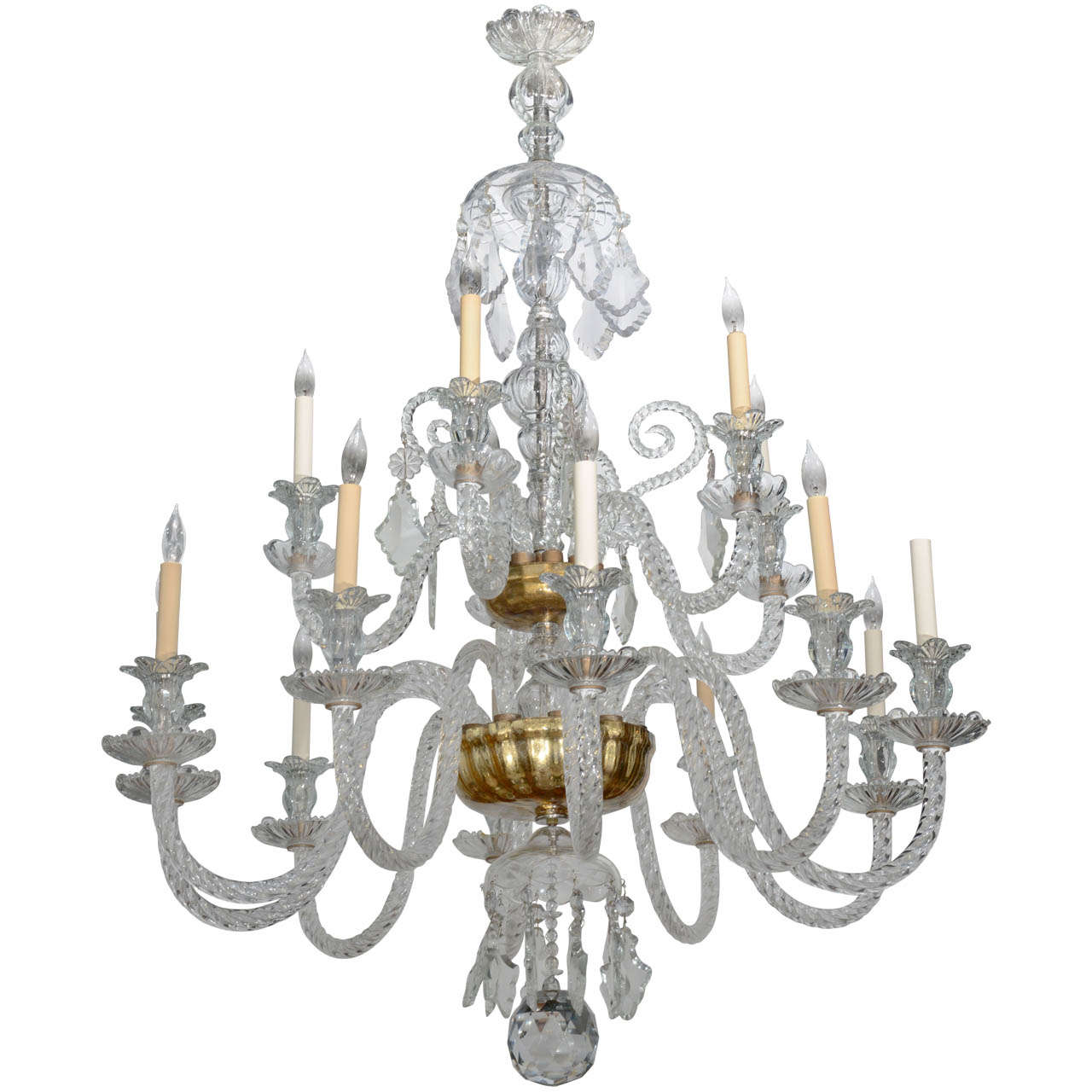 Monumental Venetian Glass EighteenLight Chandelier, 1920s For Sale at 1stdibs