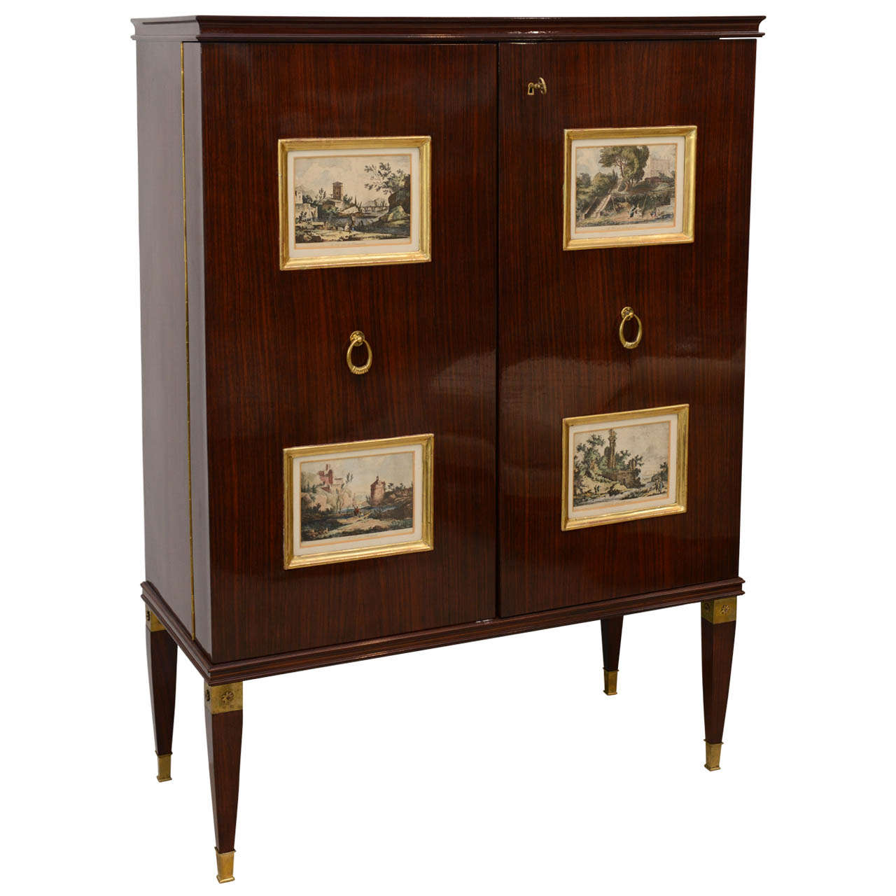 Fine Paolo Buffa Mahogany and Gilt Bronze Bar Italy at 1stDibs