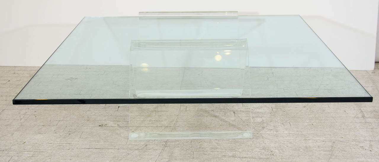 20th Century Grand Cantilevered Lucite Coffee Table