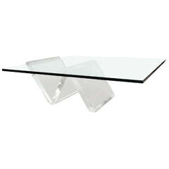 Grand Cantilevered Lucite Coffee Table
