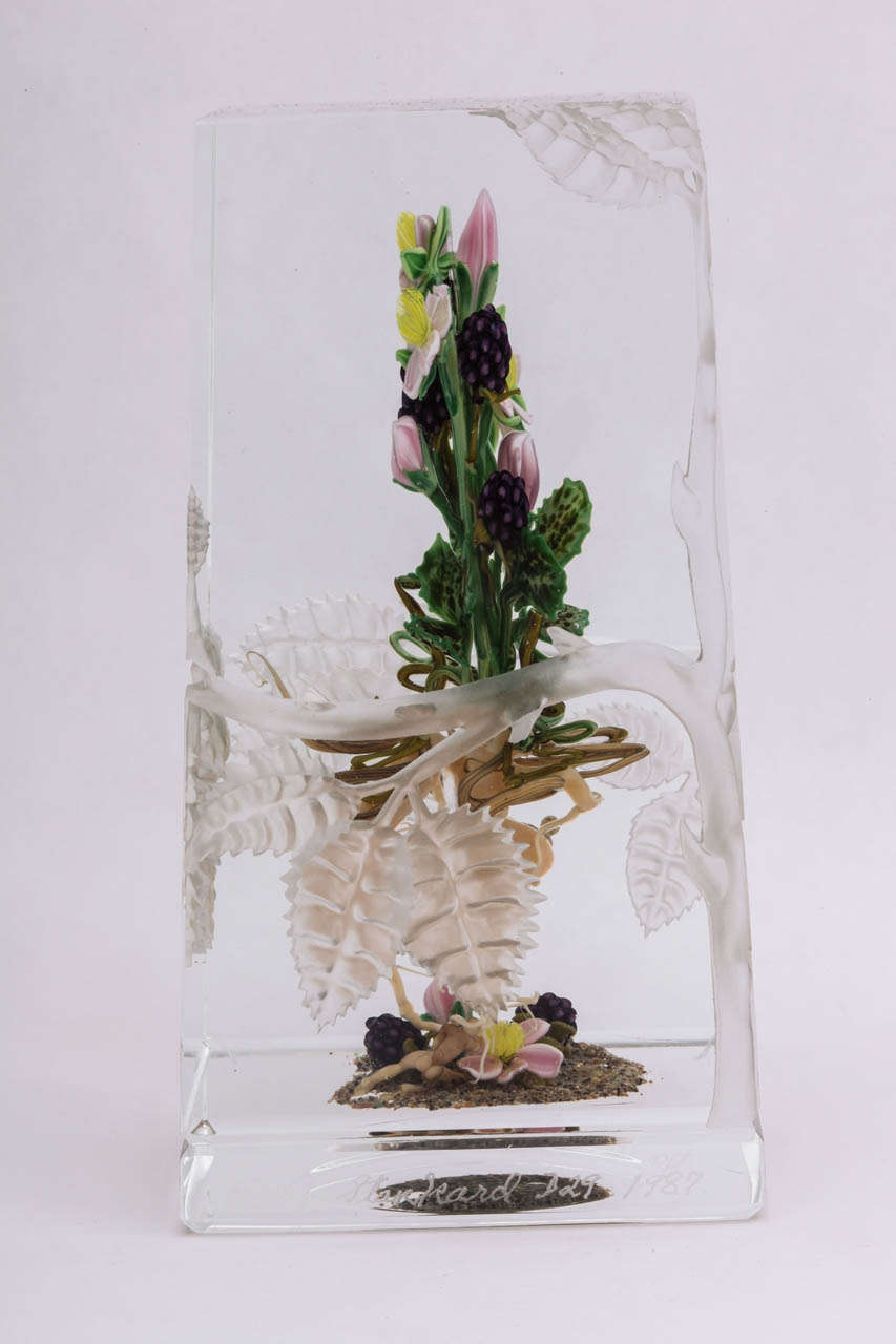 American An Important Paul Stankard Glass Botanical Carved By Barry Sautner For Sale