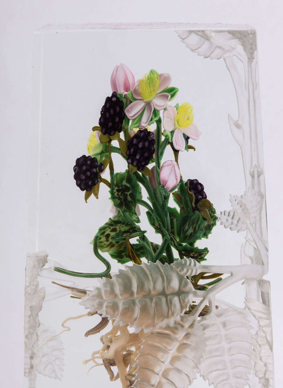 An Important Paul Stankard Glass Botanical Carved By Barry Sautner In Excellent Condition For Sale In New York, NY