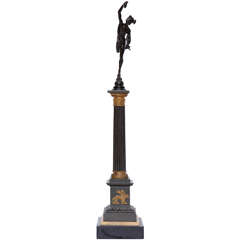 19th Century French Bronze Column Surmounted By Hermes 7