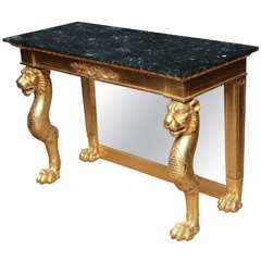 19th Century English Neo-Classical Gilded Console with a Marble Top