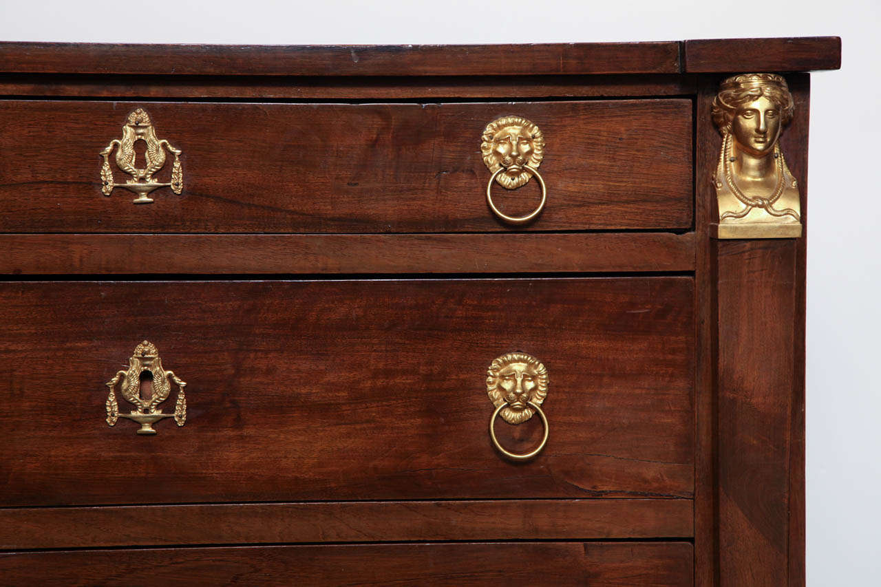 Early 19th Century Mahogany and Gilt Bronze Mounted Danish Empire Chest In Good Condition For Sale In New York, NY