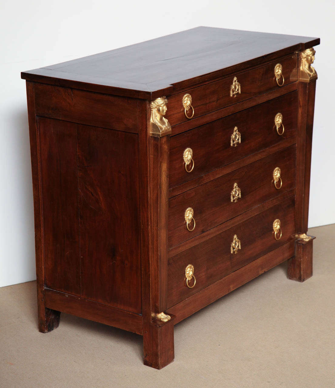 Early 19th Century Mahogany and Gilt Bronze Mounted Danish Empire Chest For Sale 5