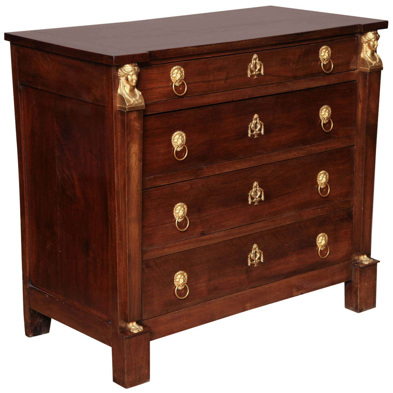 Early 19th Century Mahogany and Gilt Bronze Mounted Danish Empire Chest For Sale