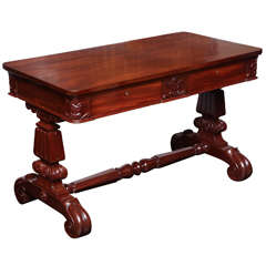 19th Century English Carved Mahogany Library Table 11