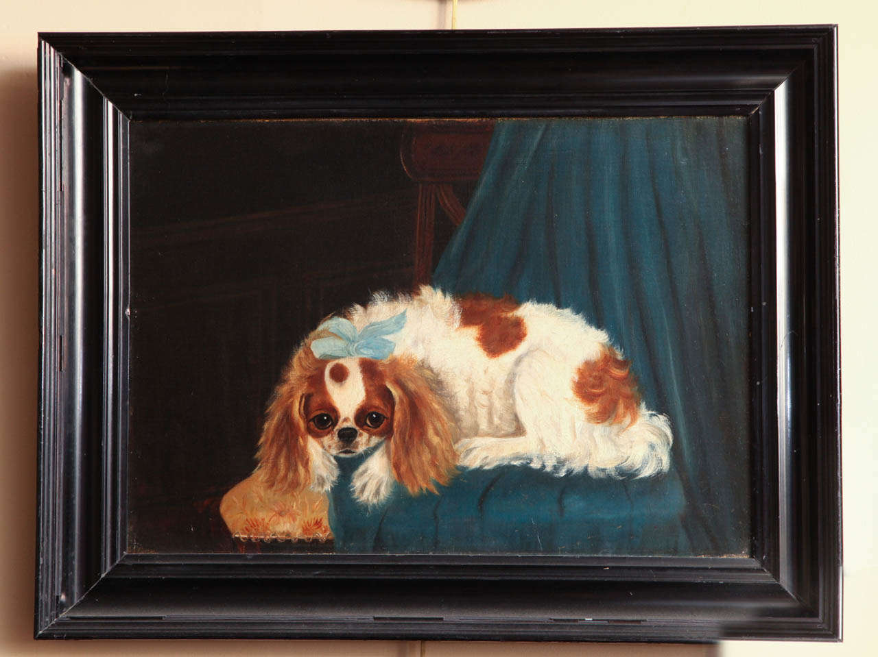 19th Century English Oil Painting of a King Charles Spaniel