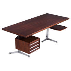 Osvaldo Borsani Executive Desk in Rosewood for Tecno 